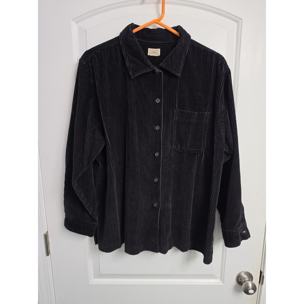 Vintage L.L. Bean Corduroy Button-Up Long Sleeve Shirt Women's Large Petite